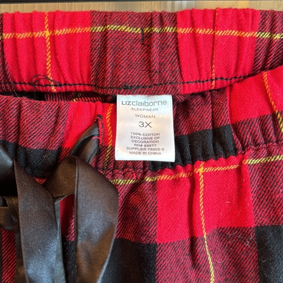 NWT LIZ CLAIBORNE WOMAN BLACK & RED PLAID FLANNEL SLEEP PANTS SZ 3X - Picture 8 of 8